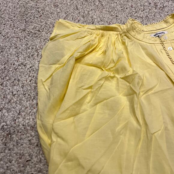 NWT Madewell Shirred Lace Trim Top Sz XL Yellow Preppy Casual Boho - Picture 6 of 7